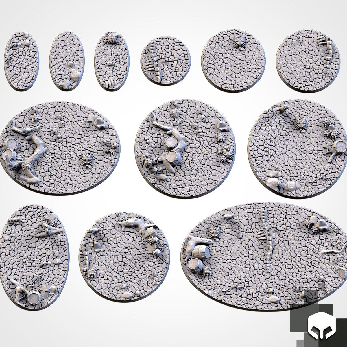 Cracked dessert bases various sizes